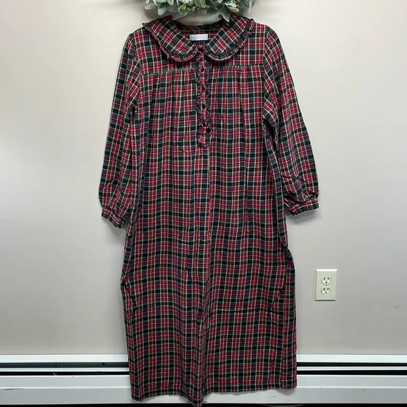 Erika Taylor Intimates Flannel Plaid Full Length Long Nightgown - Picture 1 of 14